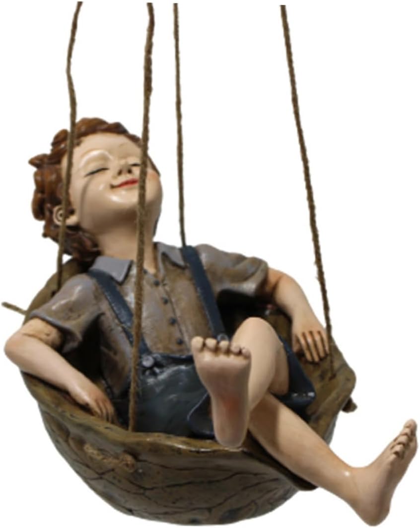 1 hamaca colgante de jardín al aire libre, decoración de casa para el hogar, figuras de hadas, estatua de hada de jardín, adornos de resina, árbol