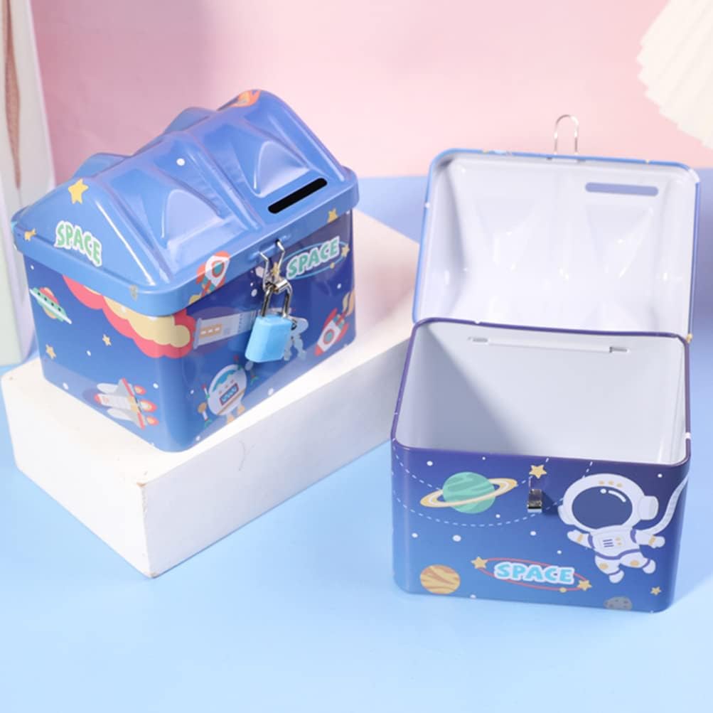 Beavorty Caja de 2 piezas de alcancía para ahorrar dinero, tarro de billetes de lata de dulces de Navidad para niños, tarro de dinero seguro para