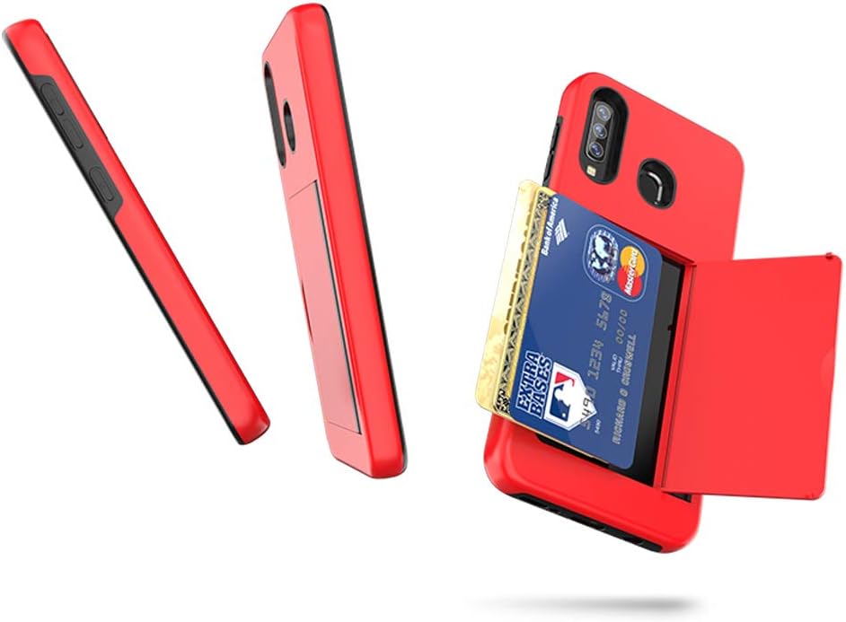 Funda para Galaxy A50 con tarjetero, a prueba de golpes, funda protectora híbrida de silicona resistente para Samsung Galaxy A50, color negro