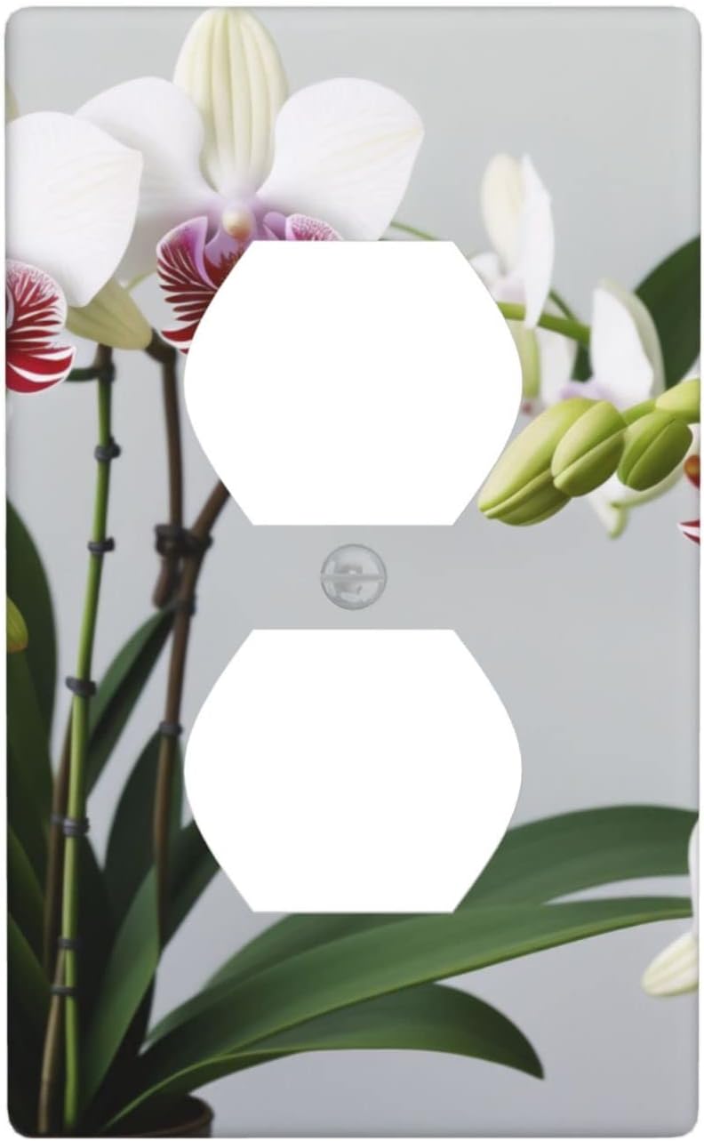 Panel de pared de orquídea mariposa blanca, cubierta de enchufe dúplex, panel de interruptor de luz de palanca, cubierta decorativa para interruptor