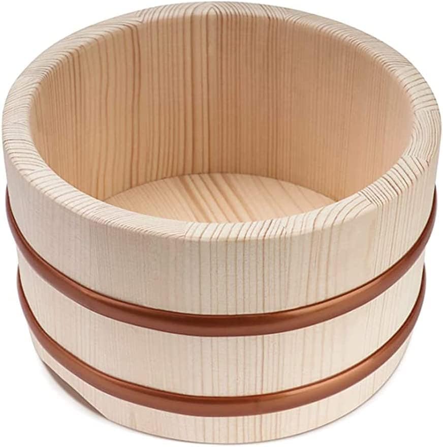 Cubo de arroz para sushi Oke con tapa, tazón grande de madera Hangiri para mezclar el hogar, cocina, contenedor de alimentos, cubo de madera