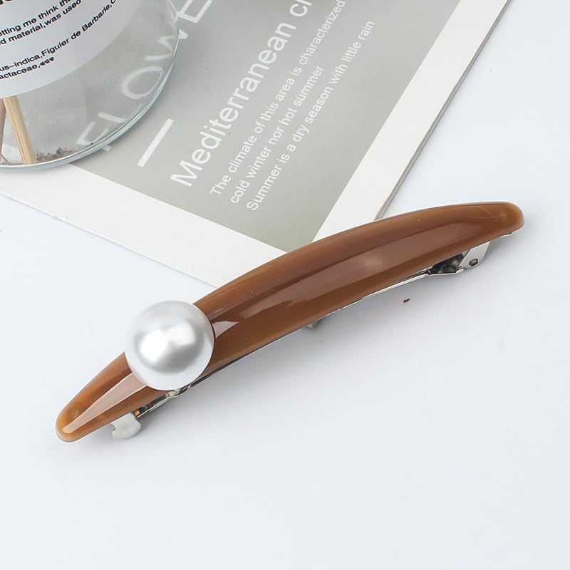 Pasadores de pelo de acetato de celulosa de concha de tortuga, pinzas para el cabello hechas a mano de acetato marrón, estilo francés, agarre