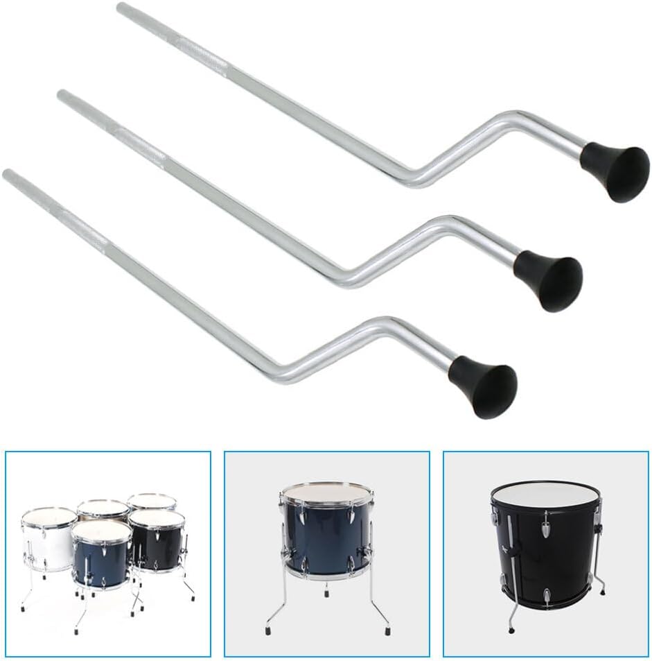 VICASKY 3 piezas de patas de piso con soportes, patas de soporte de tambor, pata de Tom de piso con punta perla, estante de montaje, pata de metal