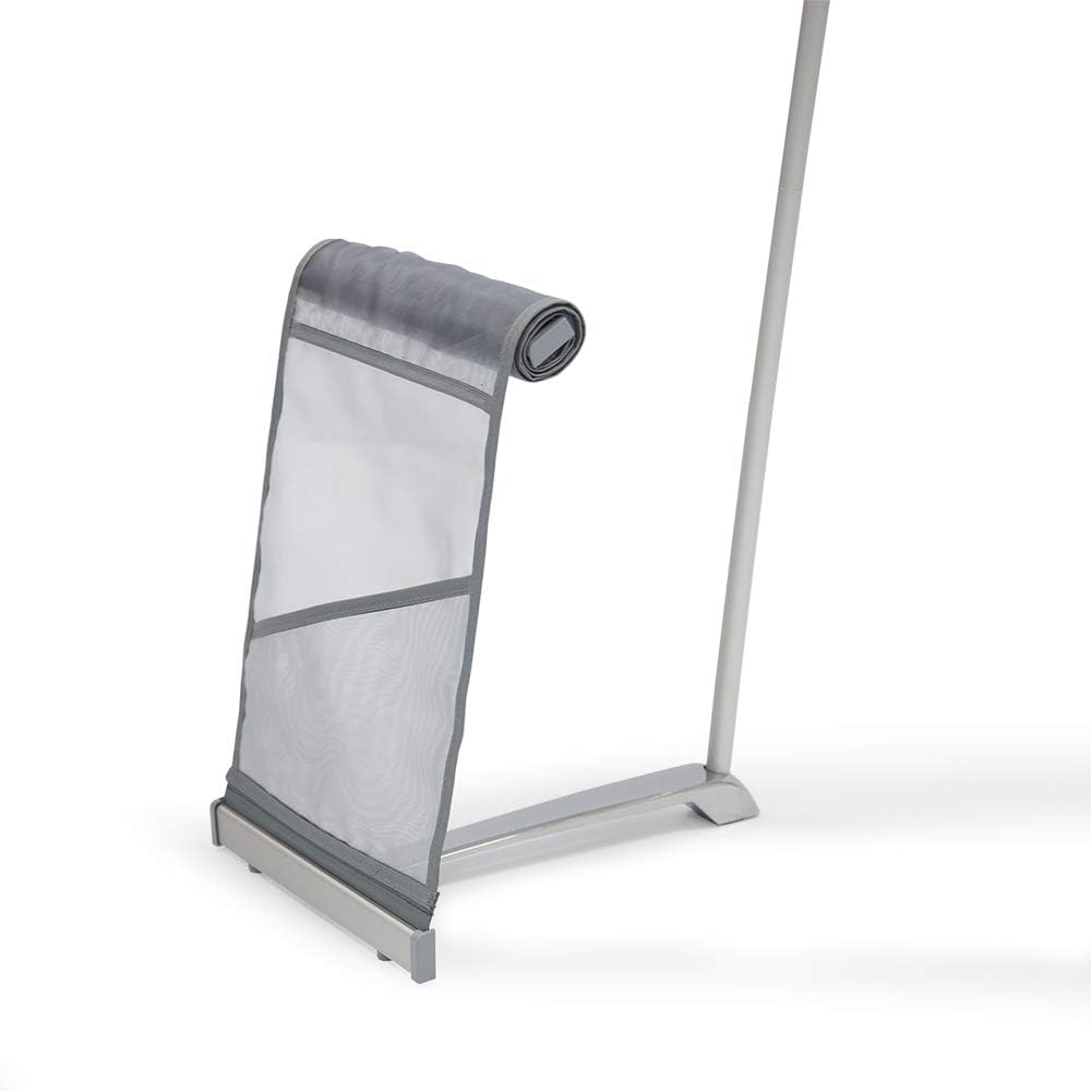 Vispronet Soporte para revistero de malla, resistente soporte para folletos enrollable de 4 bolsillos, estante portátil para literatura, exhibición