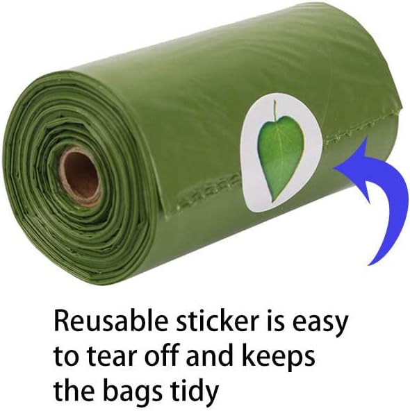 Bolsas para excrementos de perro, 13 x 9 pulgadas, extra fuertes y a prueba de fugas, bolsas verdes con dispensador y clip para correa