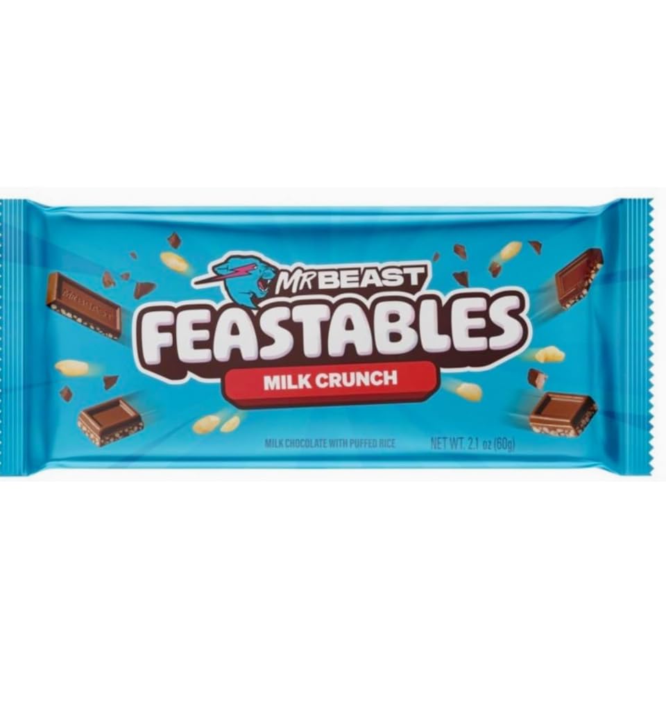 Feastables Beast Bar – Paquete de chocolate con leche, mantequilla de maní de chocolate con leche, crujiente de leche, barras de bestia de chocolate