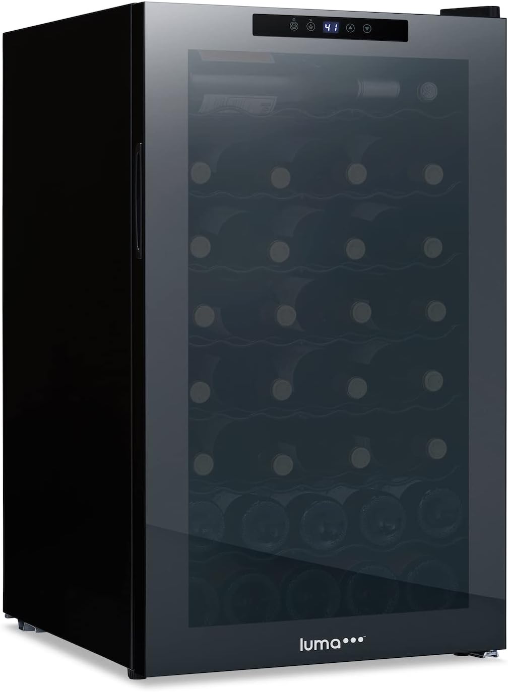 Shadow Series – Refrigerador de vino de 51 botellas, refrigerador de vino con espejo independiente con puerta de vidrio templado de doble capa y