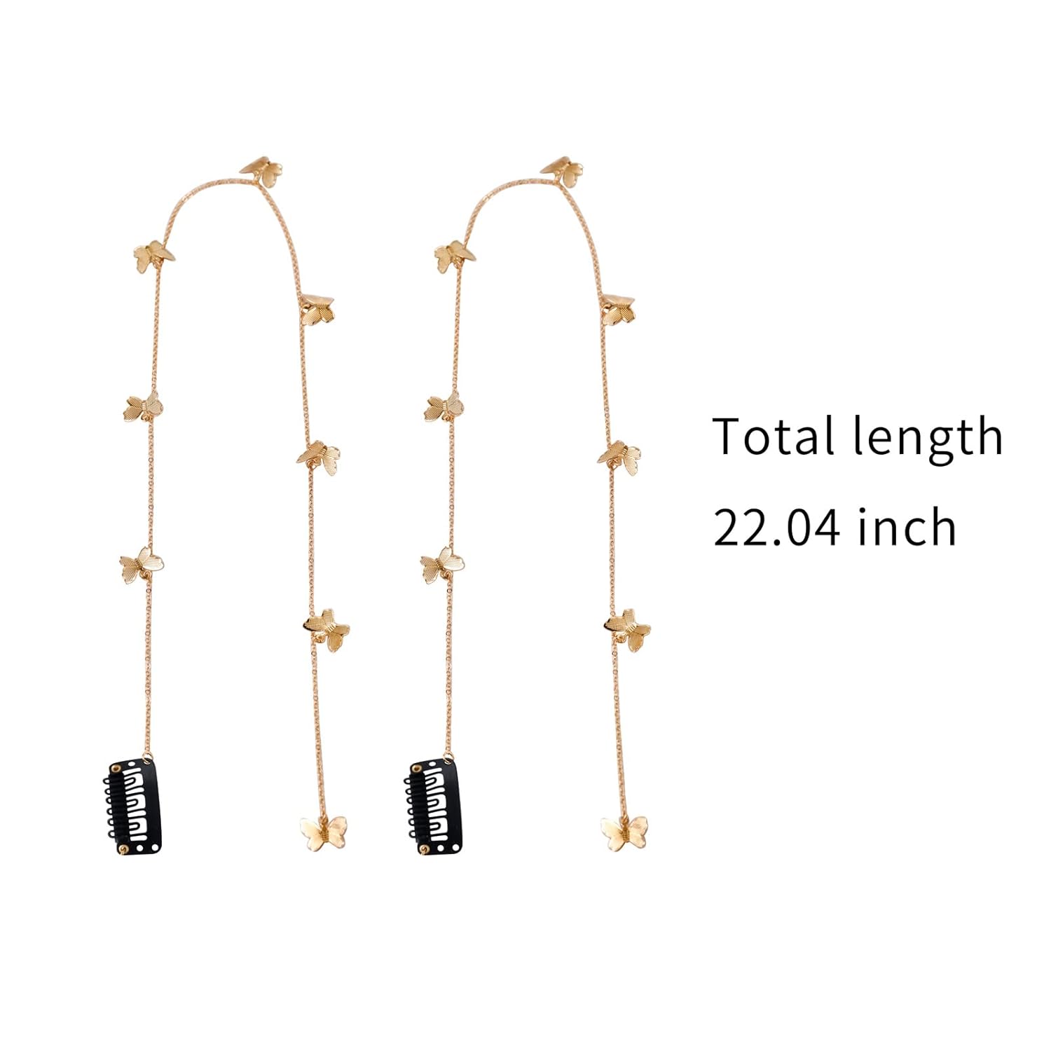 FRDTLUTHW Joyería de mariposa para trenzas, cadena de cabello dorada para mujeres y niñas (paquete de 2)