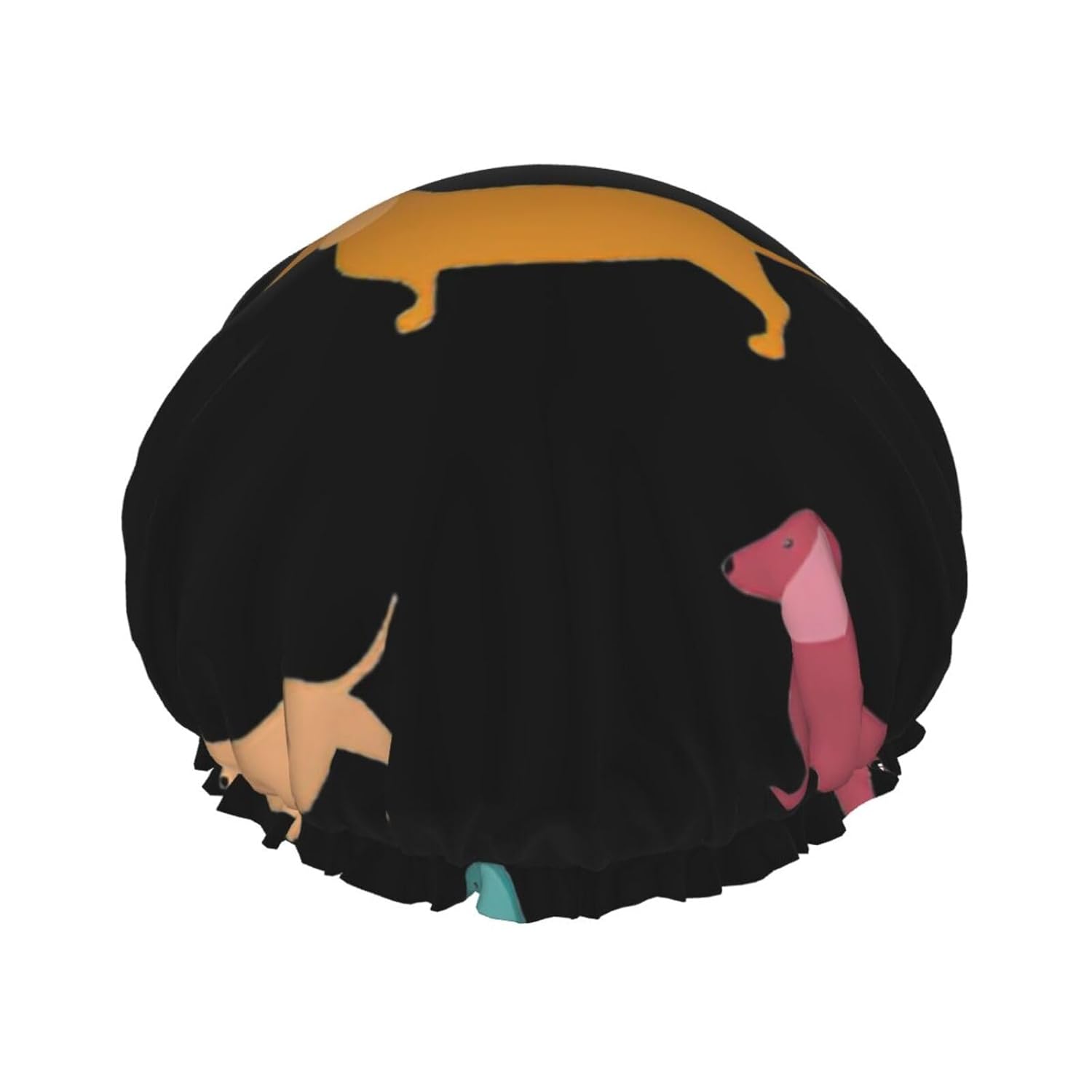 Gorro de ducha impermeable de doble capa con estampado de perros salchicha, adecuado para todas las longitudes de cabello (10.6 x 4.3 pulgadas)