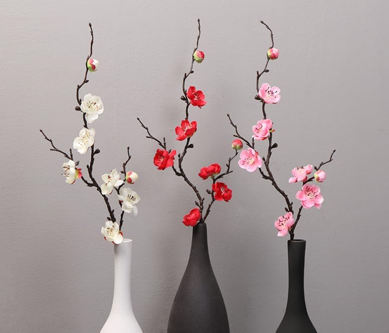 100 cabezas de flores de cerezo artificiales de seda para primavera, flor de ciruelo falso, relleno de jarrón, ramilletes para decoración de boda,