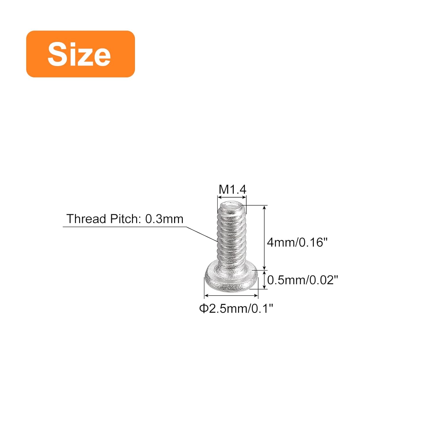 uxcell M1.4-0.012 x 0.157 in 100 tornillos de cabeza redonda plana 304 de acero inoxidable Phillips Drive Machine Tornillos de fijación de hardware