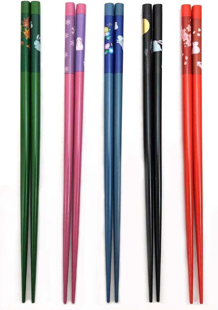 JapanBargain 3644, palillos de bambú reutilizables japoneses chinos coreanos, palillos de madera, palillos para el cabello, 5 pares de regalo, aptos