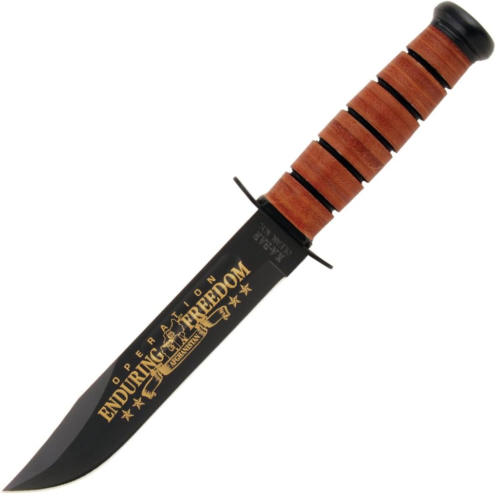 Kabar USN oef Afganistán commem cuchillo 1178inch longitud total Flat Grind Mango de piel