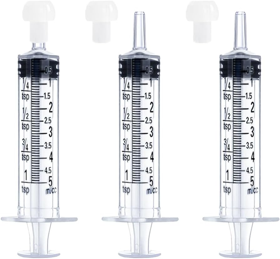 Jeringa de 0.2 fl oz para líquidos, alimentos, orales, laboratorios científicos, medición, dispensación, adaptador a presión, manualidades, punta