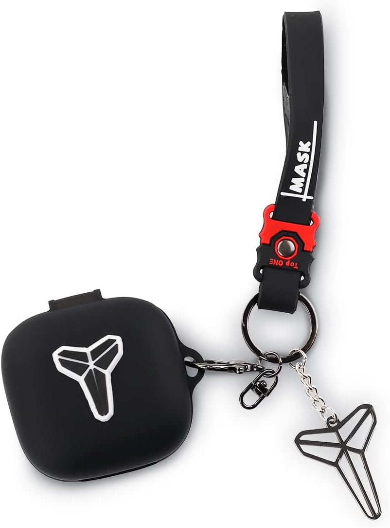 BGAANM – Funda protectora para auriculares de silicona con diseño de dibujos animados con divertida cuerda antipérdida y llavero diseñado para