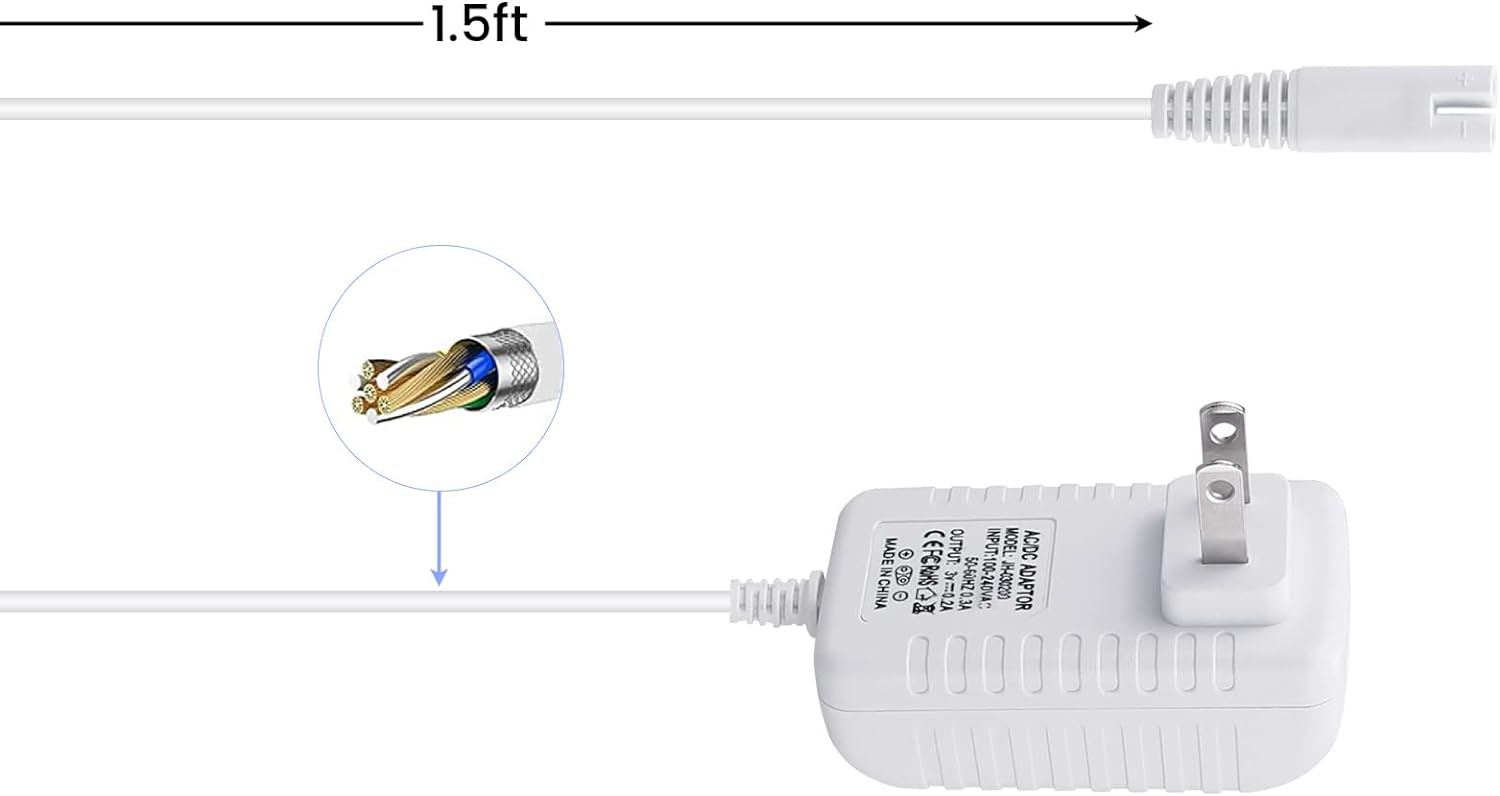 Repuesto de cargador para irrigador dental Waterpik WP360W WP462 WP450, cable de alimentación, 5 pies, color blanco