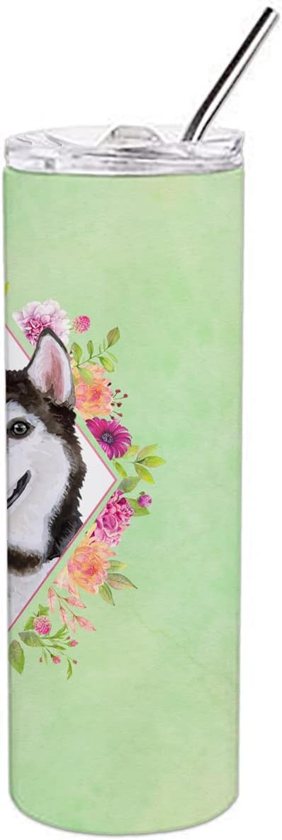 Caroline’s Treasures CK4311TBL20 Husky siberiano #1 – Vaso delgado de acero inoxidable de 20 onzas de acero inoxidable con aislamiento al vacío de