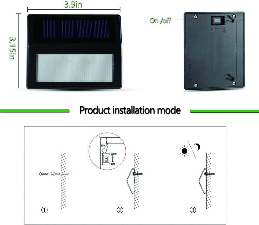 Luces solares para exteriores, impermeables, con energía solar, para patio, jardín, garaje, entrada, camino, iluminación de pared exterior (blanco