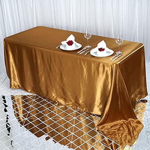 BalsaCircle Mantel rectangular de satén dorado de 90 x 132 pulgadas para mesa de boda, fiesta, recepción, eventos, cocina y comedor