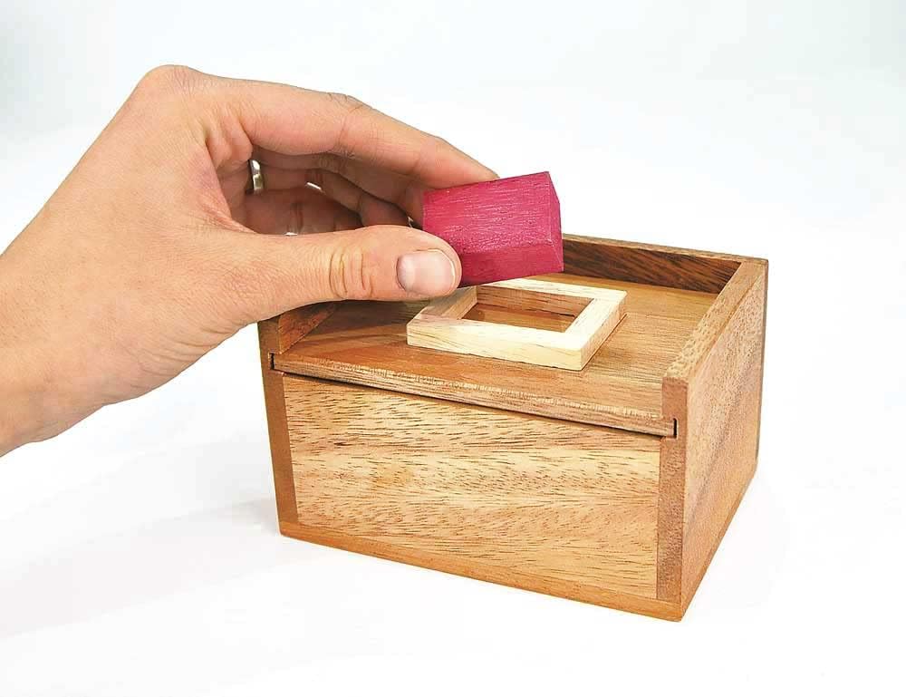 Logica Puzzles Art. Piedra Roja Oculta – Rompecabezas 3D en madera fina – 2 rompecabezas en 1 – Colección Leonardo da Vinci – Rompecabezas mental