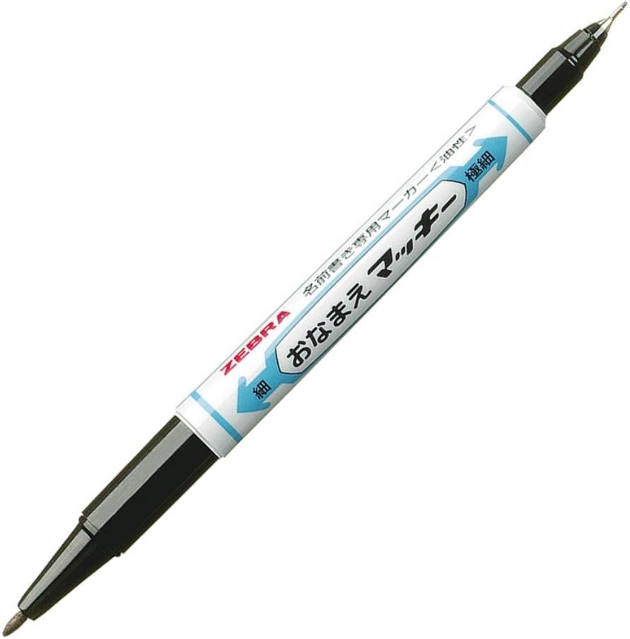Zebra Onamae Mackee – Marcador de nombre de doble cara, punta fina y extrafina, tinta negra