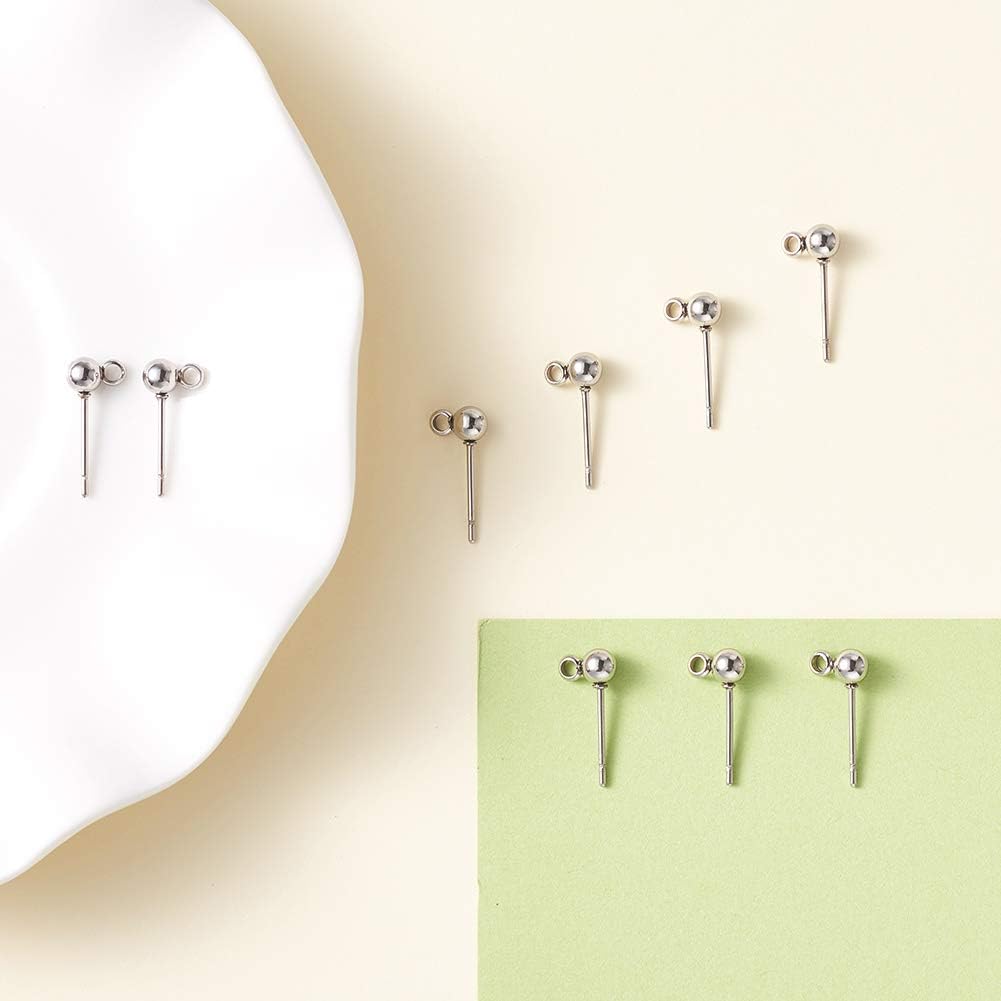 Craftdady 40 aretes redondos de acero inoxidable de 0.669 x 0.354 in con lazo de 0.039 in para hacer joyas de aretes