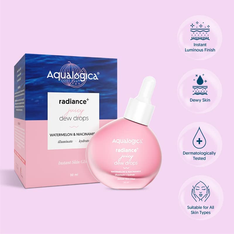 Radiance+ Jugosas gotas de rocío con sandía y niacinamida  Para una piel brillante instantánea  Resaltador  Suero facial iluminador para un acabado
