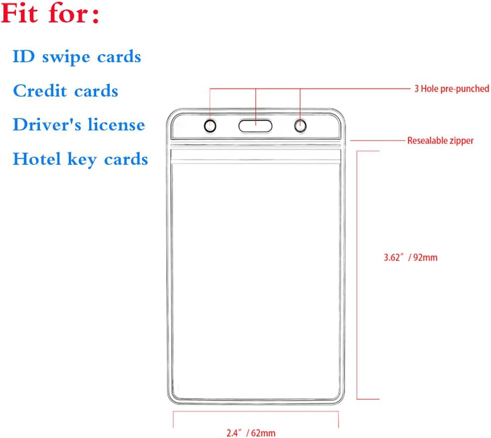 King Sum – Porta gafete de identificación vertical, sellable, impermeable, plástico transparente, compatible con RFID, proximidad, tarjeta de banda