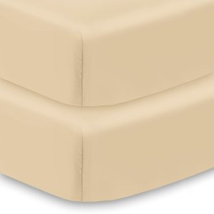 BreathableBaby Sábana bajera ajustable todo en uno y funda impermeable para colchón de cuna de 52″ x 28″132 x 71 cm, beige (paquete de 2) BreathableBaby Sábana bajera ajustable todo en uno y funda impermeable para colchón de cuna de 52″ x 28″132 x 71 cm, beige (paquete de 2)