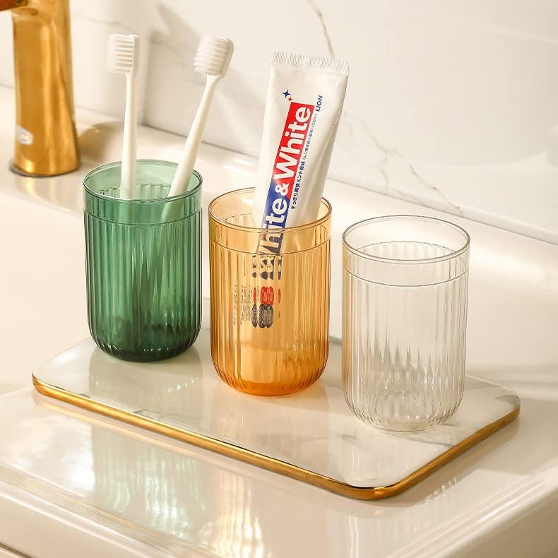 Vaso de baño, vaso de plástico multiusos para enjuague bucal y cepillo de dientes (paquete de 4)