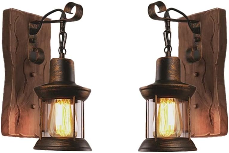 LightInTheBox Retro Rustic Wall Sconces, Industrial Vintage Wall Light Fixtures Farmhouse Antique Wooden Wall Lamp for Aisle, Vanity Mirror,