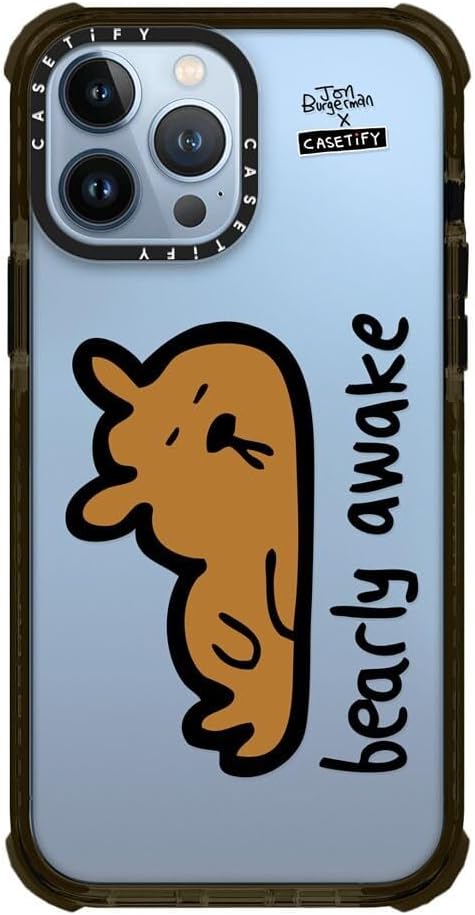 CASETiFY Funda Ultra Impact para iPhone 13 Pro Max – Bearly Awake – Negro transparente