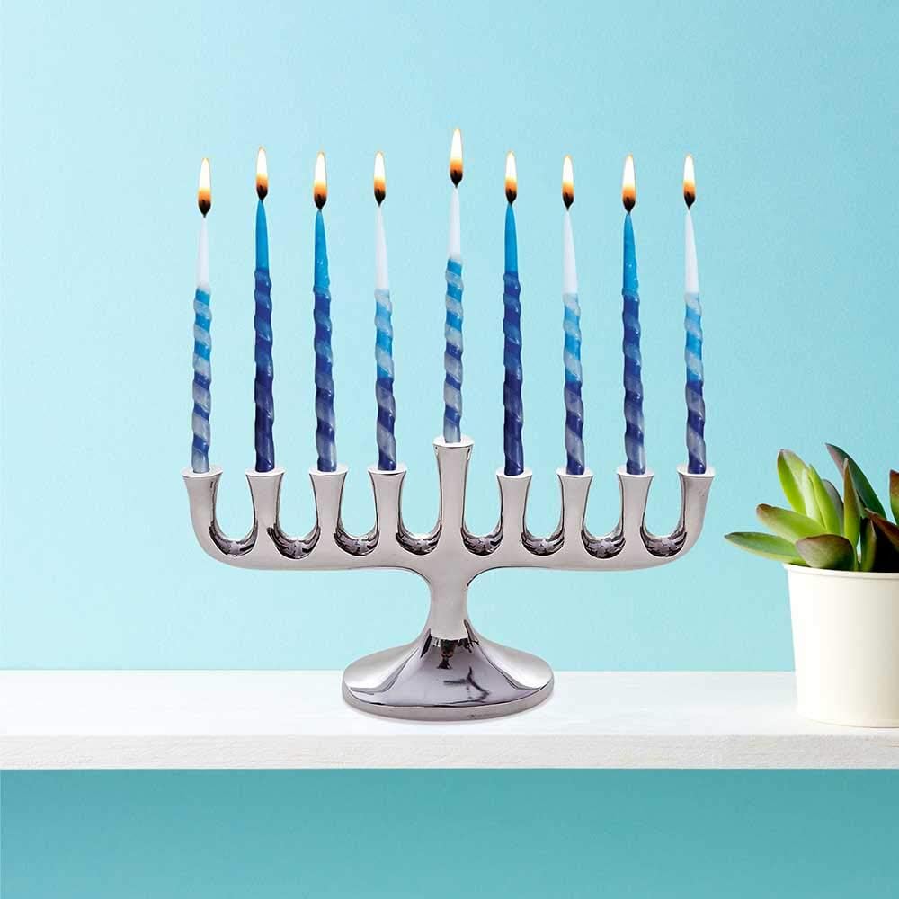 Zion Judaica Impresionante Menorá de diseñadores elegantes para Hanukkah Vela tradicional de alto pulido y aceite Chanukiah Clásico Chanukah Minorah