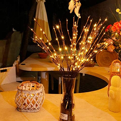 Lxcom Lighting Luces LED de rama, paquete de 3 unidades, 20 luces LED decorativas, funciona con pilas, con temporizador, ramas iluminadas, ramas