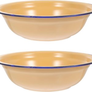 Hemoton Vintage Decor – 2 cuencos esmaltados vintage, cuencos de esmalte engrosados, platos de sopa redondos para ensalada, cuenco de sopa para Hemoton Vintage Decor – 2 cuencos esmaltados vintage, cuencos de esmalte engrosados, platos de sopa redondos para ensalada, cuenco de sopa para