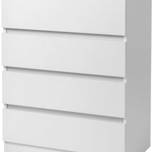 Karl home Cómoda blanca de 4 cajones para dormitorio, cómoda de madera con cajones profundos, cómoda alta con asas recortadas, cómoda de madera Karl home Cómoda blanca de 4 cajones para dormitorio, cómoda de madera con cajones profundos, cómoda alta con asas recortadas, cómoda de madera