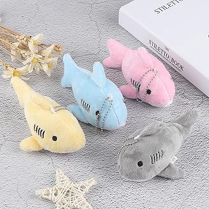 Llavero de tiburón de peluche gris con forma de tiburón suave, juguetes de peluche de animales de la vida oceánica, llavero para bolsa, bolso,