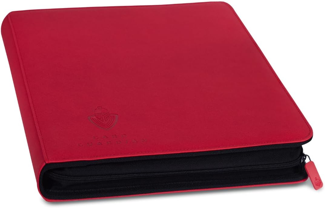 Card Guardian – Carpeta prémium de 12 bolsillos con cremallera para 480 tarjetas coleccionables TCG (rojo) Carpeta perfecta para tarjetas Yugioh