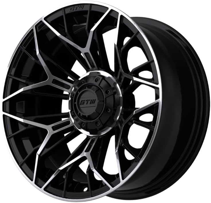 GTW Stellar – Rueda de aluminio para carrito de golf de 15 pulgadas de 15 x 7 pulgadas, 4-4 pernos  desplazamiento 34 (negro matemecanizado)
