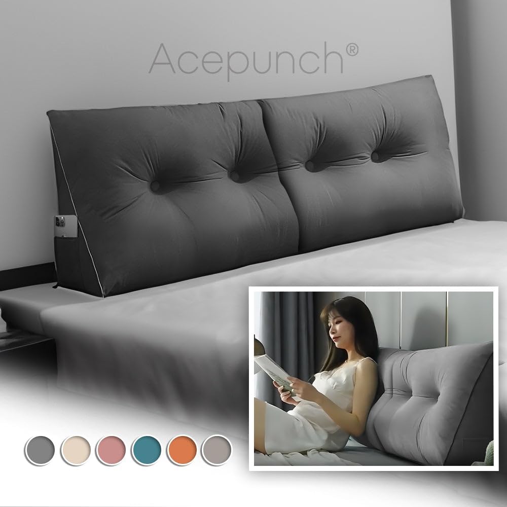 Almohada de cuña de lectura, cabecero de cama, reposo sentado, respaldo triangular, soporte de posicionamiento, funda extraíble, cojín ergonómico,