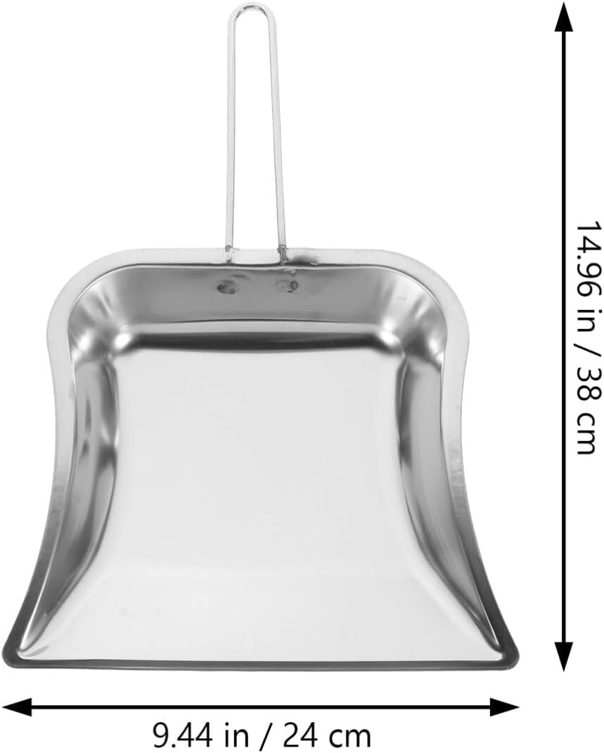 GLEAVI Sartén de metal resistente  Sartén de acero inoxidable con asa, pala de basura de mano, borde de precisión, pequeño recogedor para el hogar,
