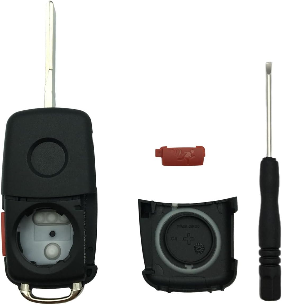 Funda de repuesto para llavero de 3+1 botones, VW, Volkswagen, GTI, Jetta, Eos, Golf, sin llave, entrada y control remoto (tipo B-1 unidad)