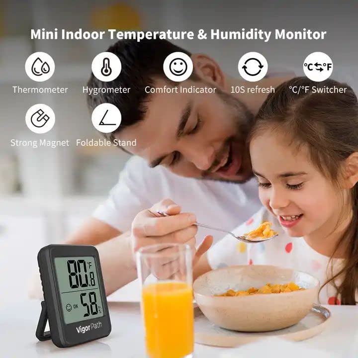 Termómetro higrómetro digital para interiores, medidor de humedad para el hogar, dormitorio, habitación de bebé, oficina, invernadero, medidor de