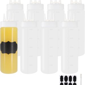 Belinlen Paquete de 8 botellas de condimento de plástico de 16 onzas con 3 agujeros, dispensadores de salsa de tomate para salsa de tomate, Belinlen Paquete de 8 botellas de condimento de plástico de 16 onzas con 3 agujeros, dispensadores de salsa de tomate para salsa de tomate,