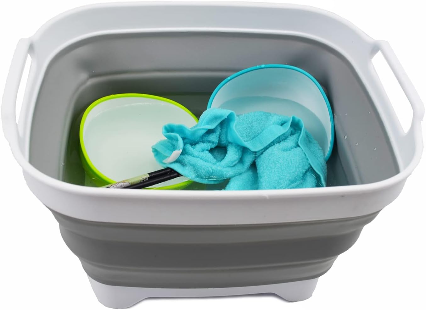 SAMMART Sartén plegable de 7.5 L (2 galones) con tapón de drenaje, lavabo de lavado plegable, tina portátil para lavar platos, ahorro de espacio