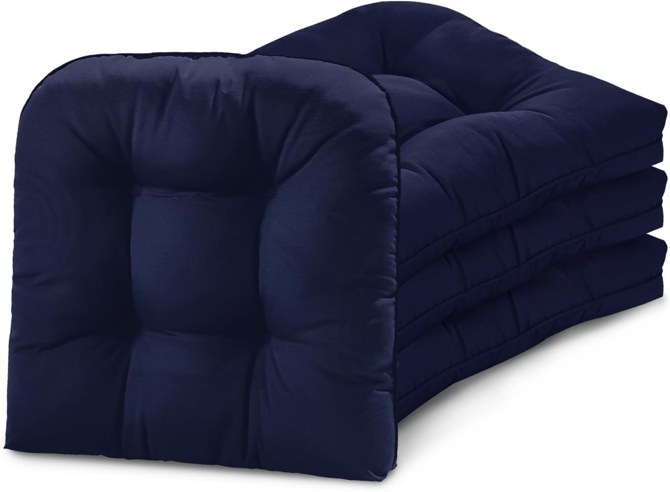 LOVTEX Juego de 4 cojines de asiento copetudos para interiores y exteriores para muebles de patio, 19 x 19 pulgadas, color azul marino, cojines para