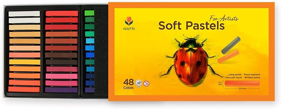 Juego de tizas suaves en colores pasteles, suministros de arte para artistas, niños, adultos, 48 colores, tiza de color, no tóxica, pastel cuadrado