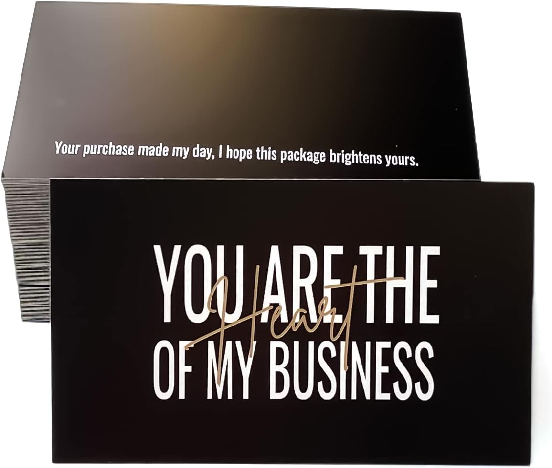 RXBC2011 Tarjetas de agradecimiento con texto en inglés “You are the Heart of my Business”, para negocios en línea, paquete de 100 (100 tarjetas,