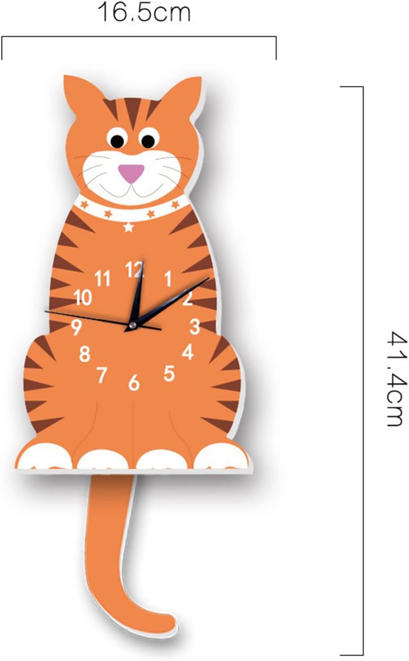 Reloj de pared de dibujos animados para niños, silencioso, colgante con péndulo para habitaciones de niños, decoración perfecta para habitación y