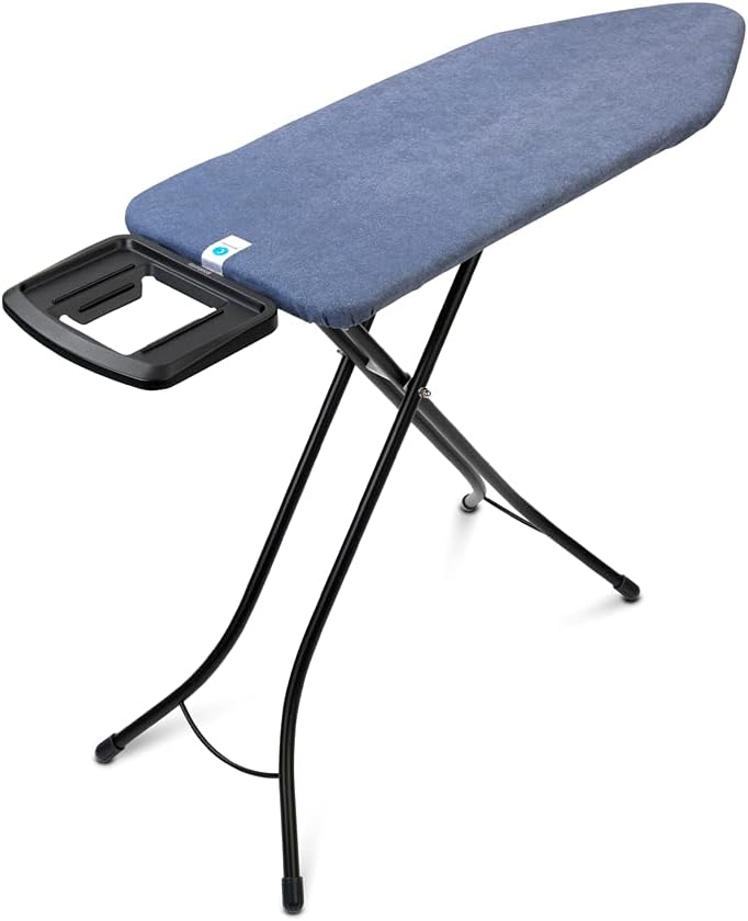 Brabantia Tabla de planchar tamaño C (49 x 18 pulgadas), 7 opciones de altura, soporte para plancha de vapor sólido (azul tenim) pies